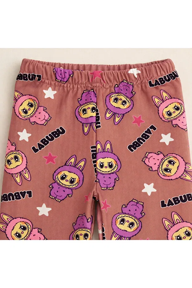 Детские леггинсы для девочек с принтом Labubu Babexi, Dark Coral — фото 3
