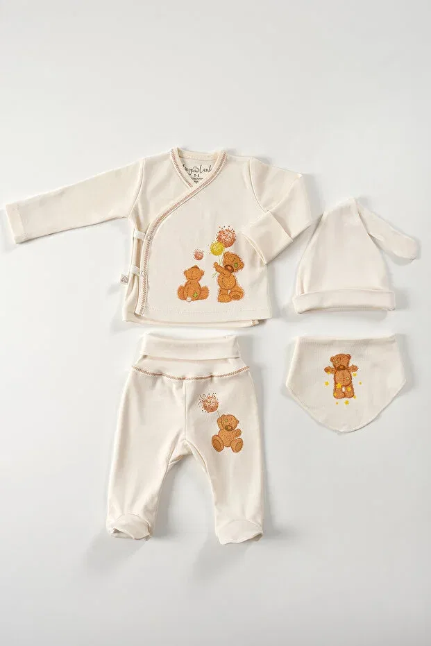 Детское боди-комплект хлопковый Fluffy bear Tinylamb, Beige