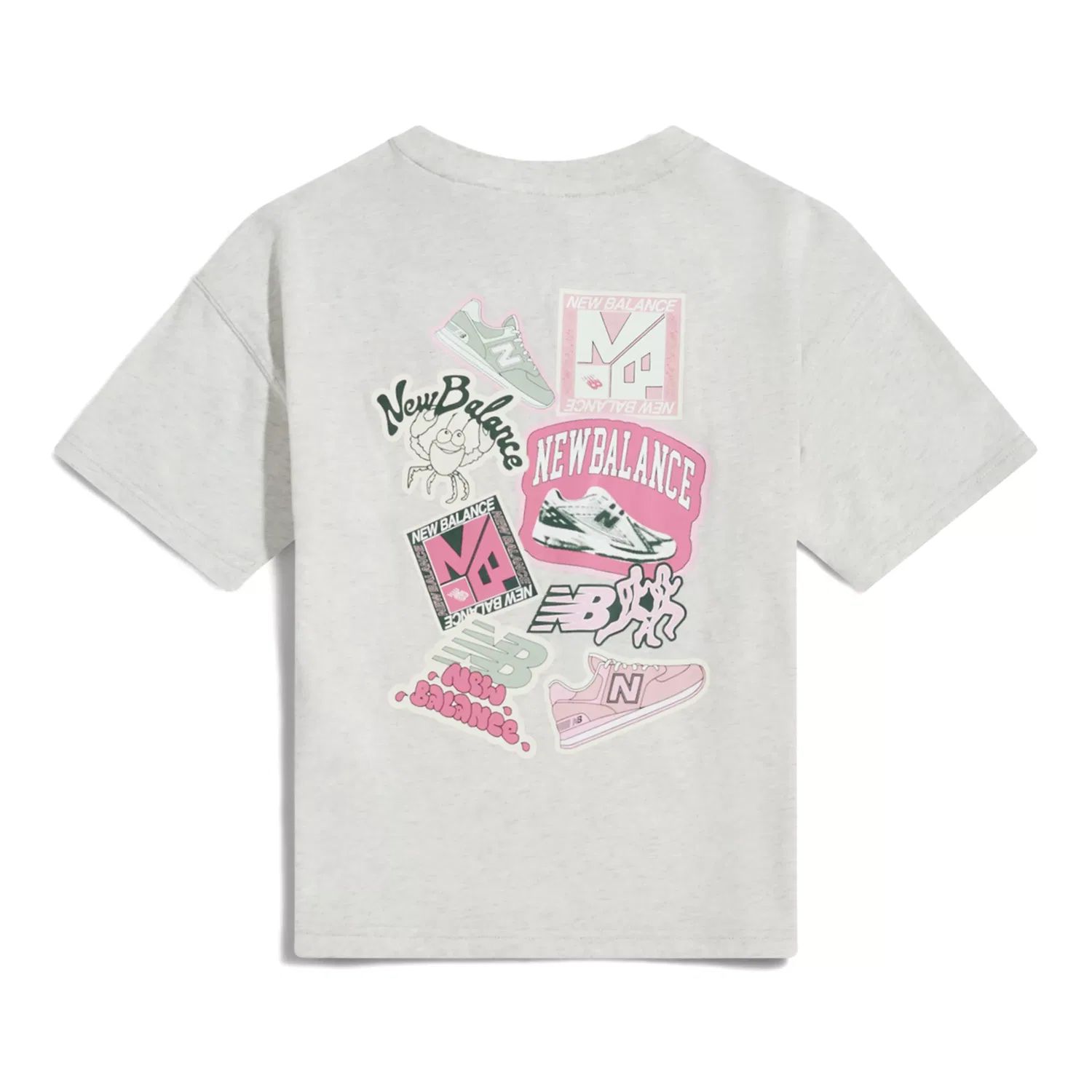 Детская футболка с коротким рукавом и принтом стикеров Sticker Pack Graphic T-Shirt New Balance, Ash Heather — фото 2