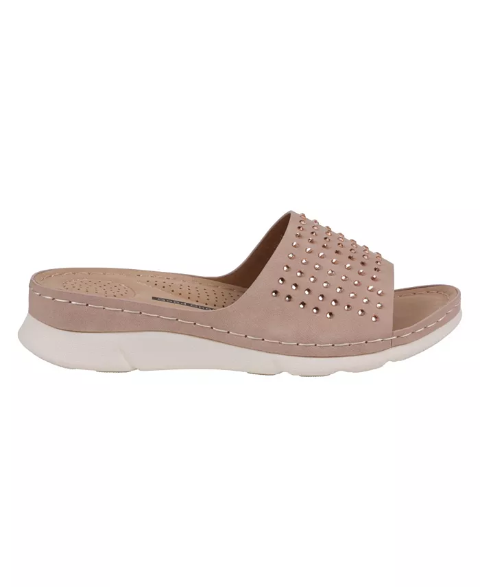 Женские украшенные удобные плоские сандалии Julie GC Shoes, розовый — фото 2