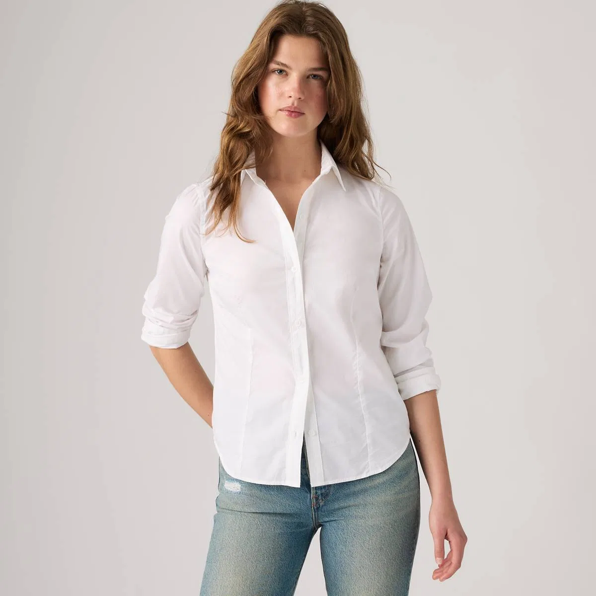 Узкая рубашка из поплина на пуговицах Levi's, Bright White - White