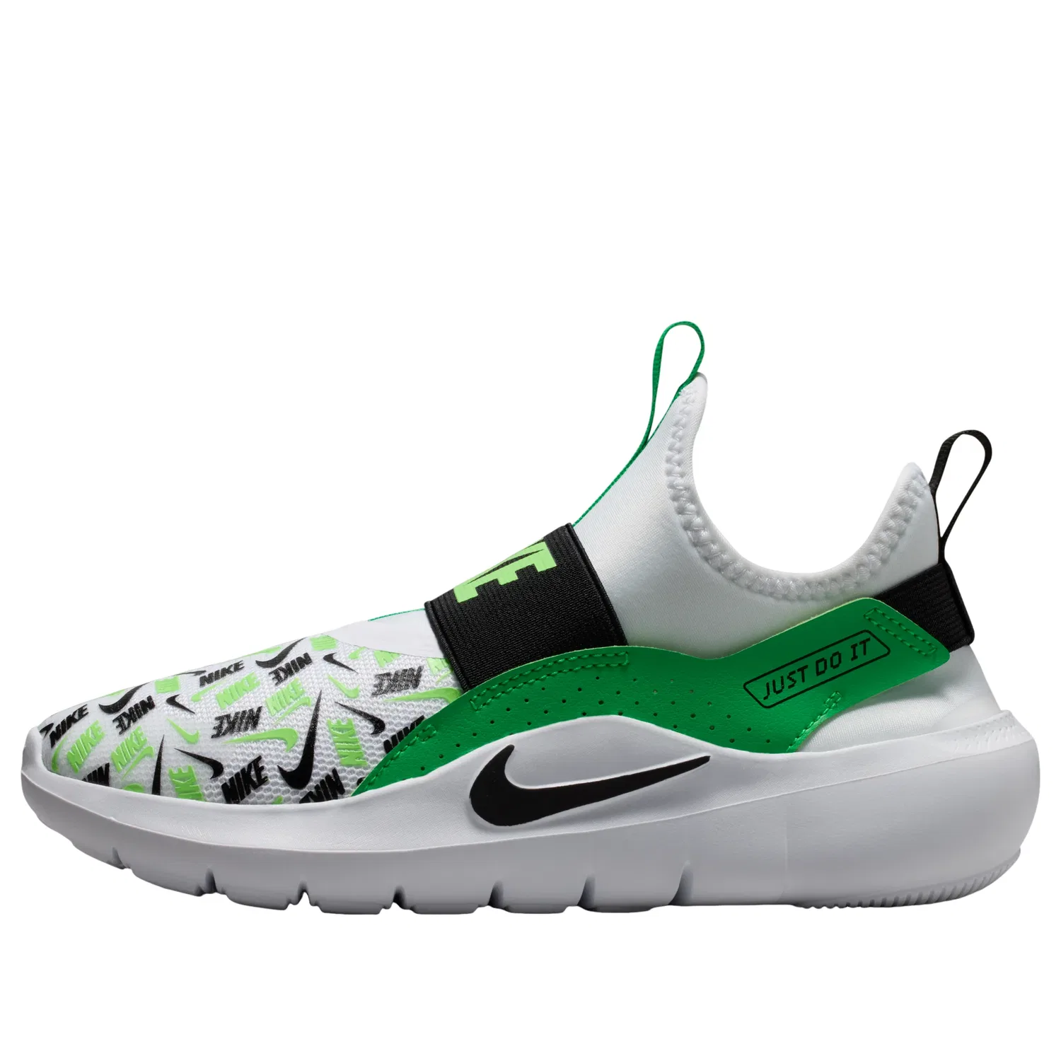 Детские кроссовки с сетчатым верхом Flex Runner 4 'White Green Spark' Nike, White/Green Spark/Illusion Green/Black