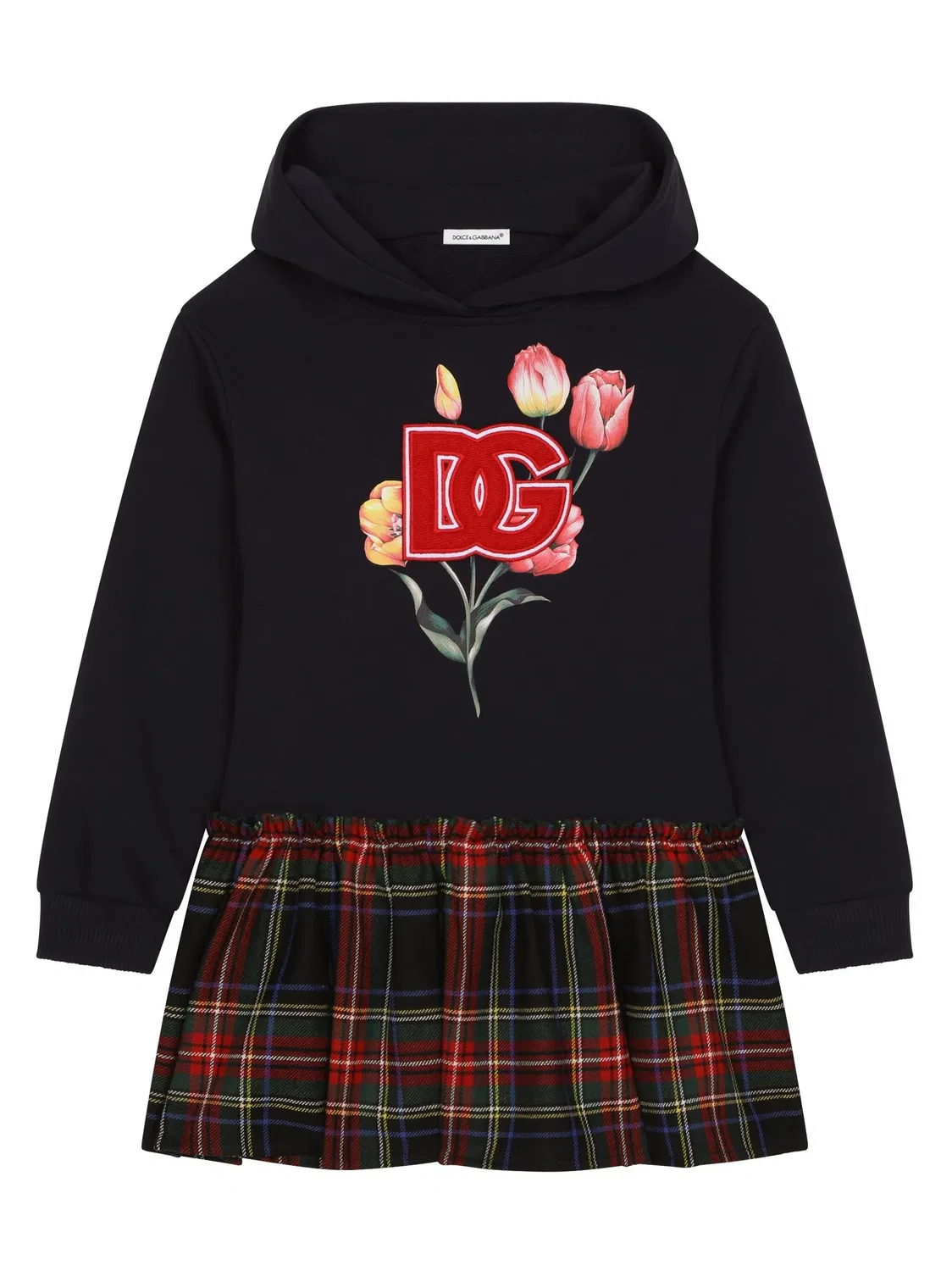 Платье в клетку из джерси Dolce & Gabbana, черный