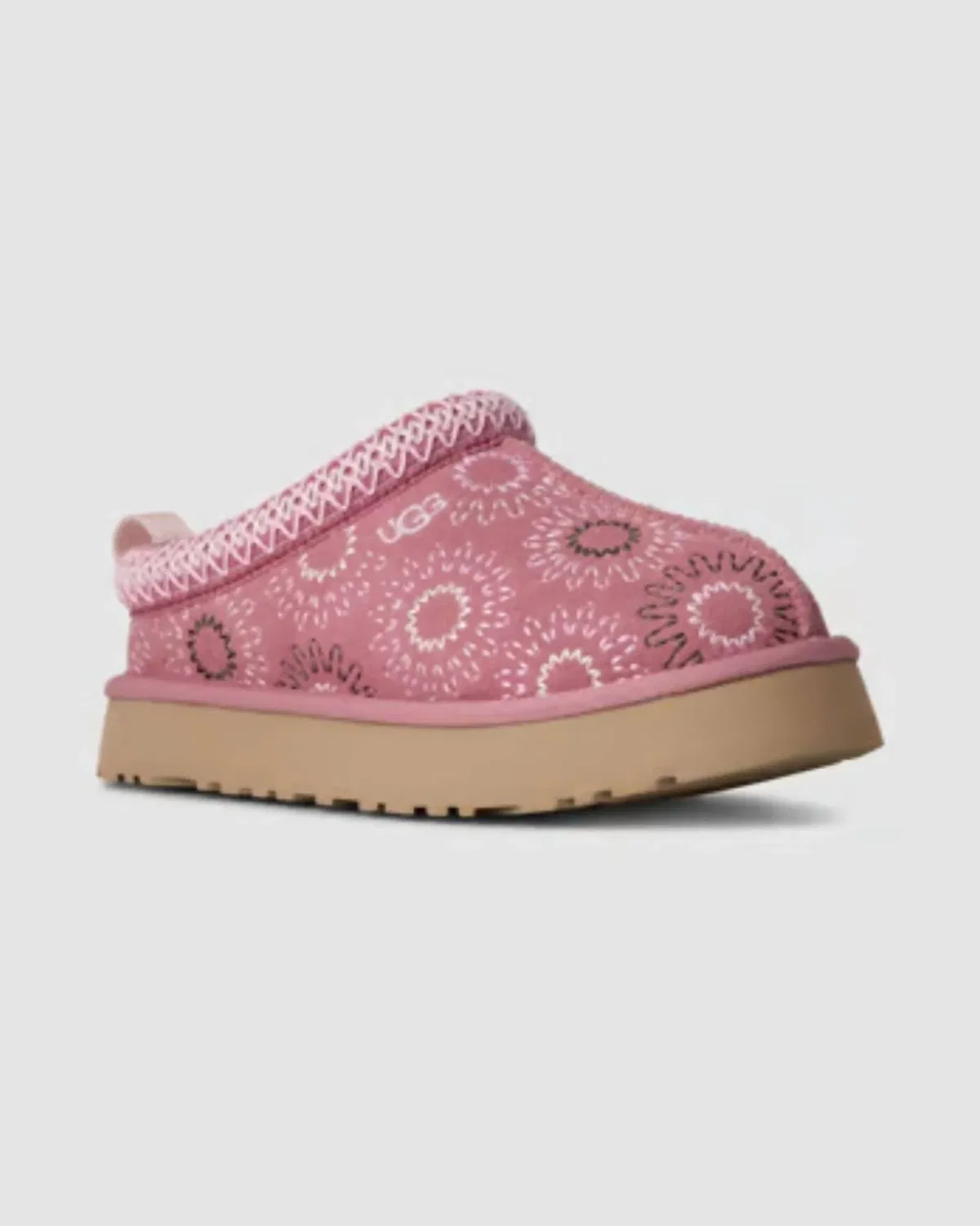Детские тапочки UGG Tazz Sun Stitch с вышивкой Horizon Pink — фото 2