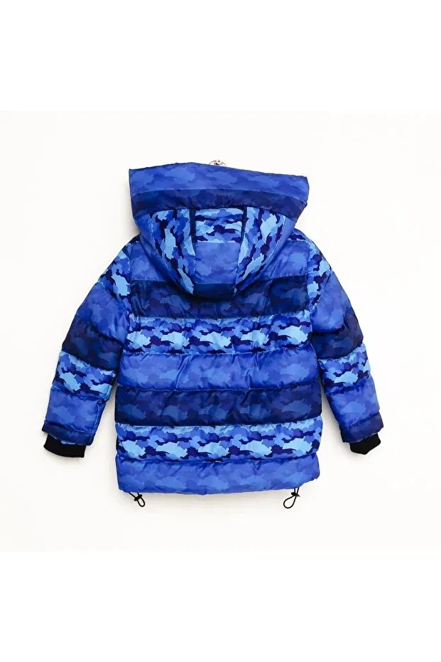 Детское пальто для девочек с капюшоном Camouflage Patterned Coat Nanica, Sax — фото 2