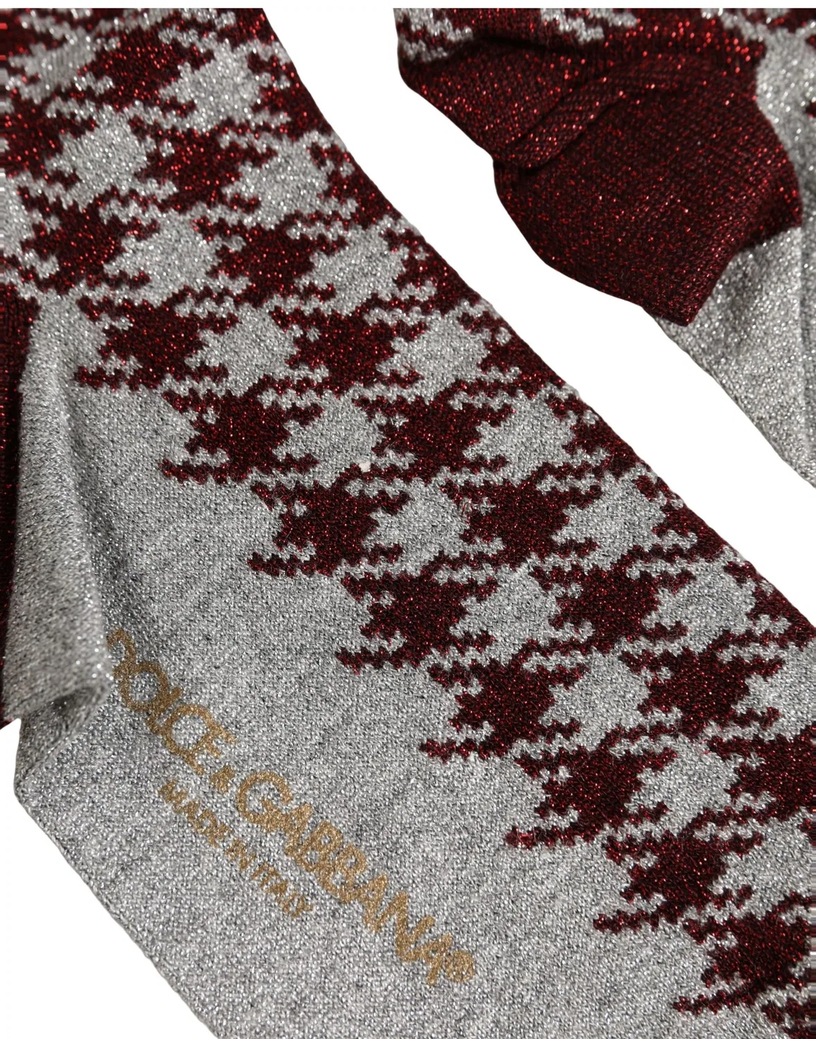 Женские носки с узором гусиная лапка Mid Calf Dolce & Gabbana, Maroon Gray