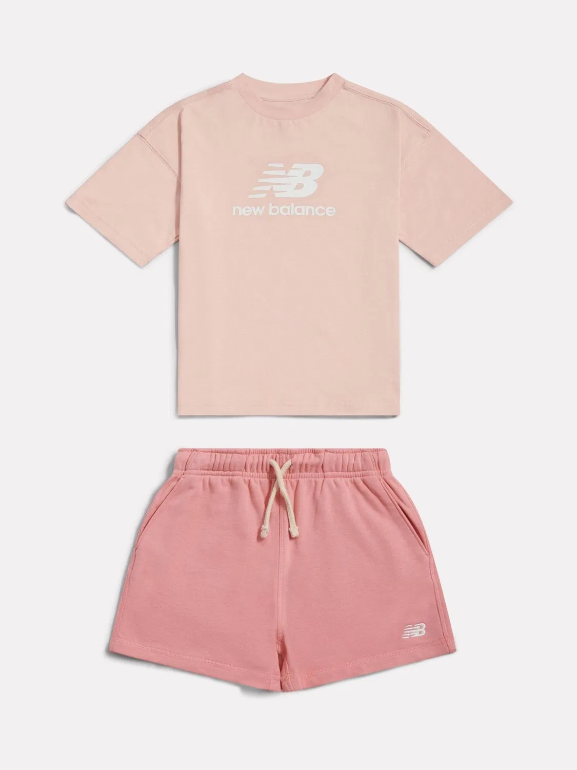 Комплект футболка и шорты Stacked Logo New Balance, розовый
