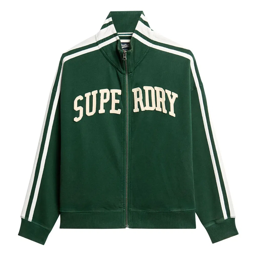 Худи Superdry Athletic Applq Loose full zip, зеленый