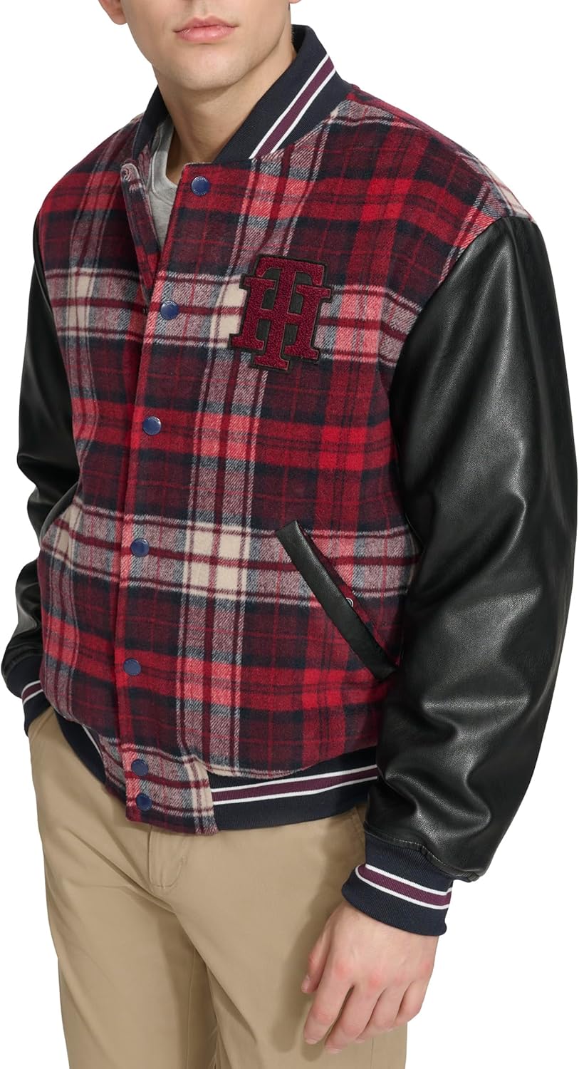 Мужская куртка-бомбер Tommy Hilfiger Mens из смешанной ткани от Tommy Hilfiger, Red Plaid — фото 3
