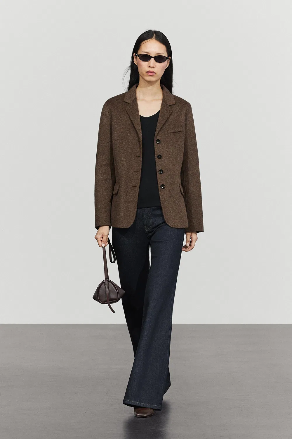 Блейзер Massimo Dutti, из смесовой шерсти, коричневый — фото 3