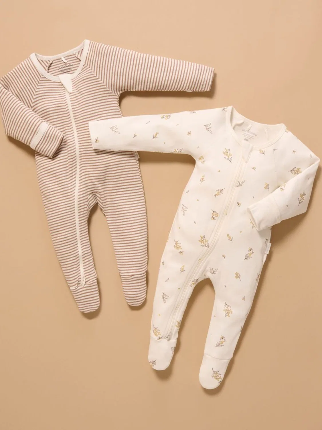 Комбинезон-слип Purebaby Cream 2 шт, кремовый
