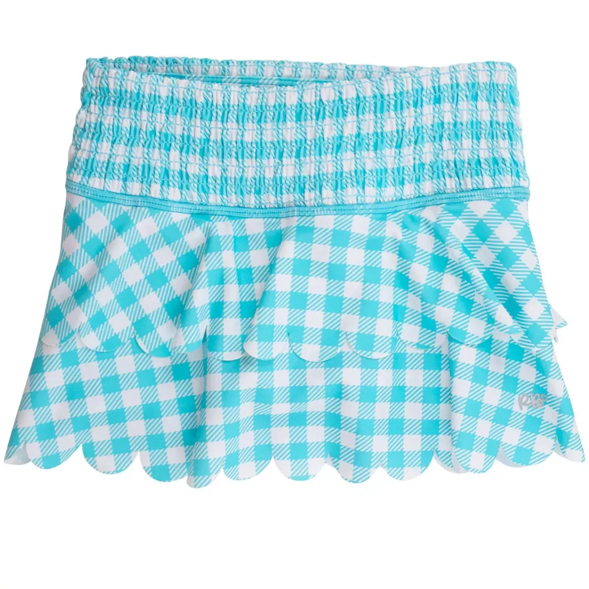 Детская юбка-шорты для девочек с защитой UPF 50+ RuffleButts, Bright Aqua Gingham
