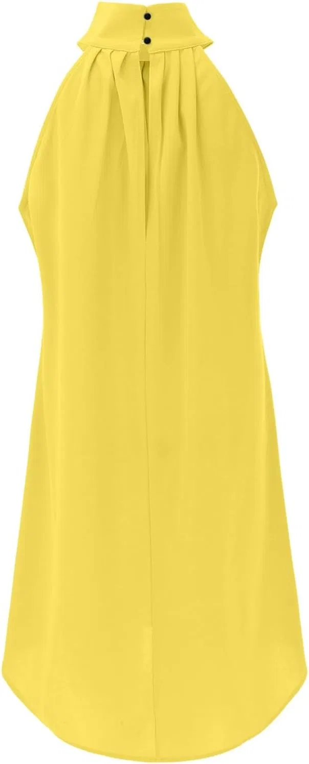 Женское летнее платье миди с круглым вырезом, Yellow — фото 3