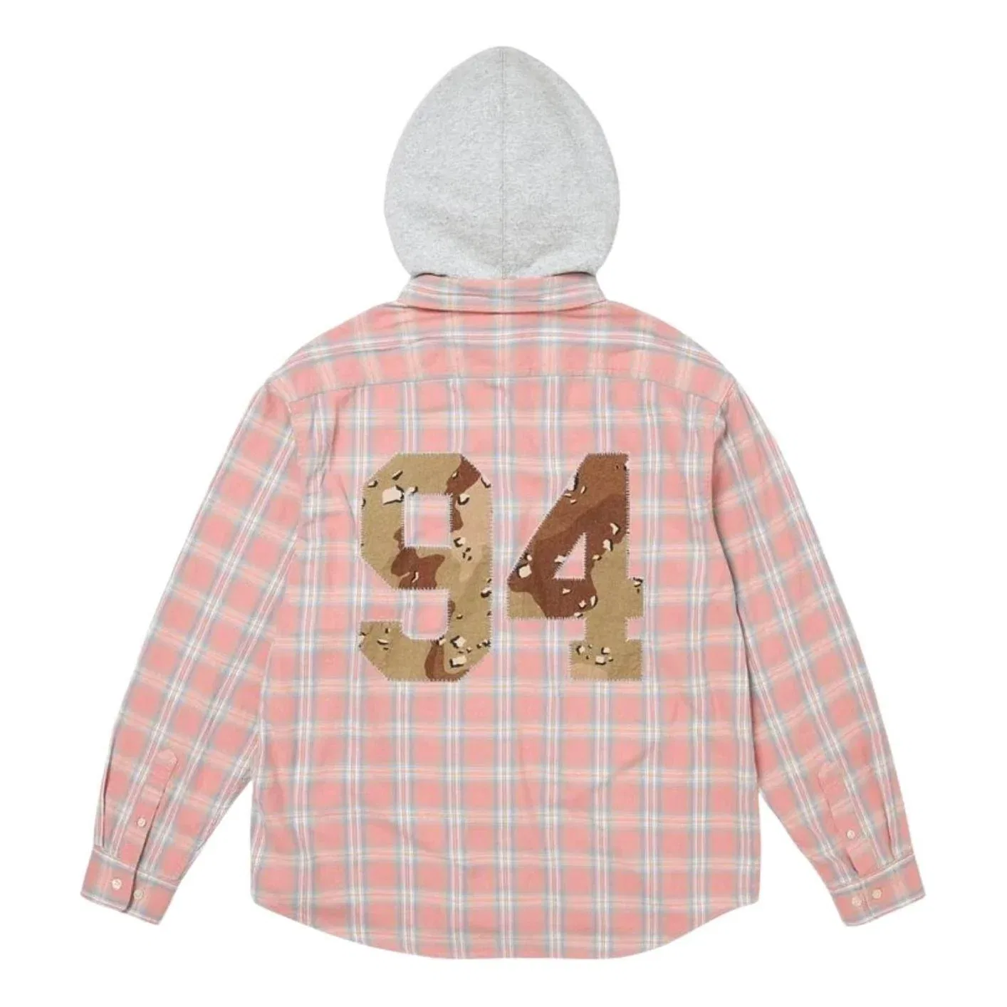 Мужское худи FW26 Applique Hooded Flannel Shirt 'Pink' Supreme, розовый