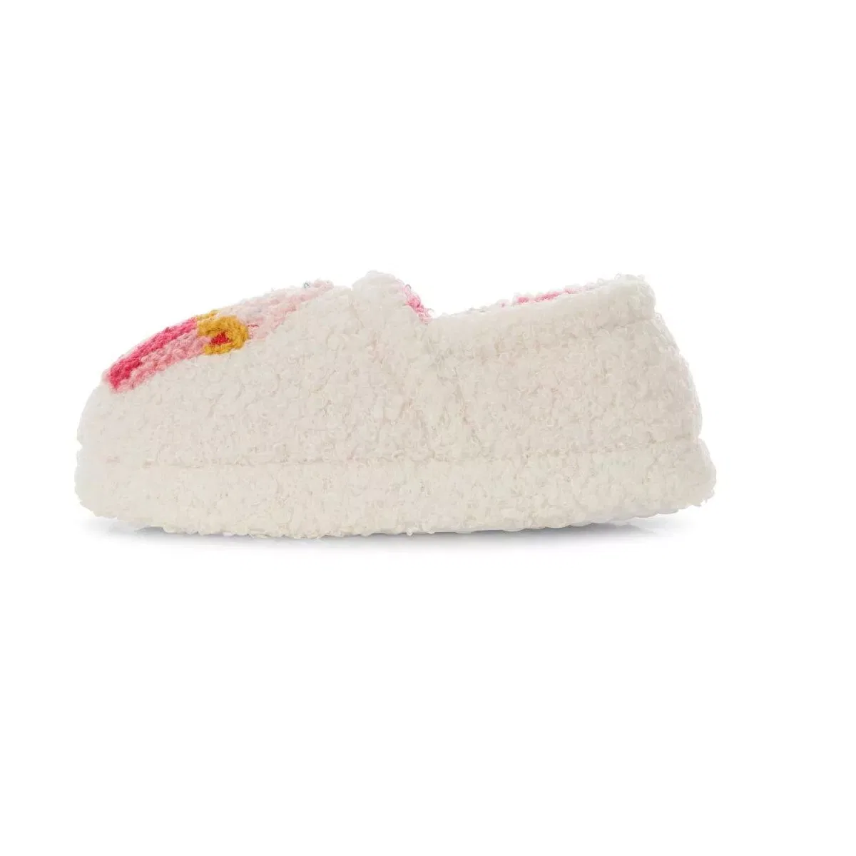 Детские тапочки для девочек с плюшевым верхом Smiley Face Patch Kensie, Ivory Multi — фото 3