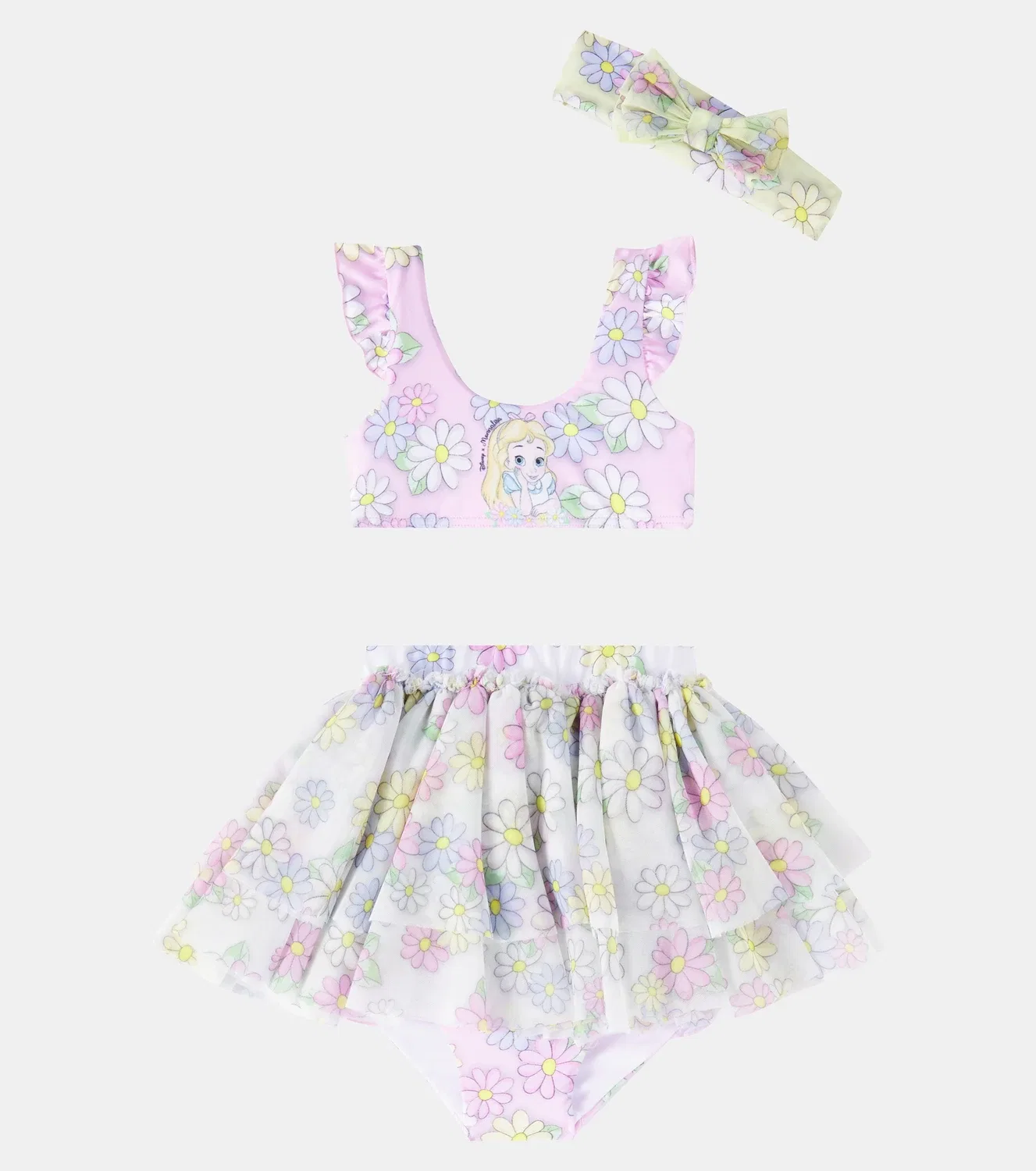 Комплект из юбки, бикини и повязки для волос Baby Daisy Monnalisa, розовый — фото 2