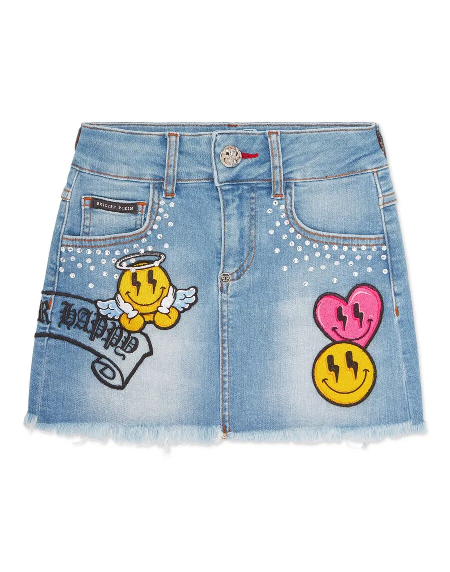 Юбка Philipp Plein 'Smile' из синей джинсовой ткани