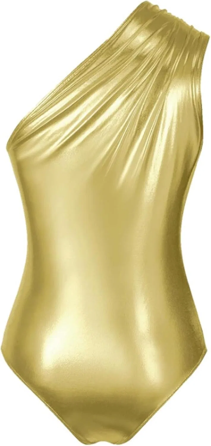 Женский цельнокроеный купальник с контролем живота Tankini, Gold — фото 4