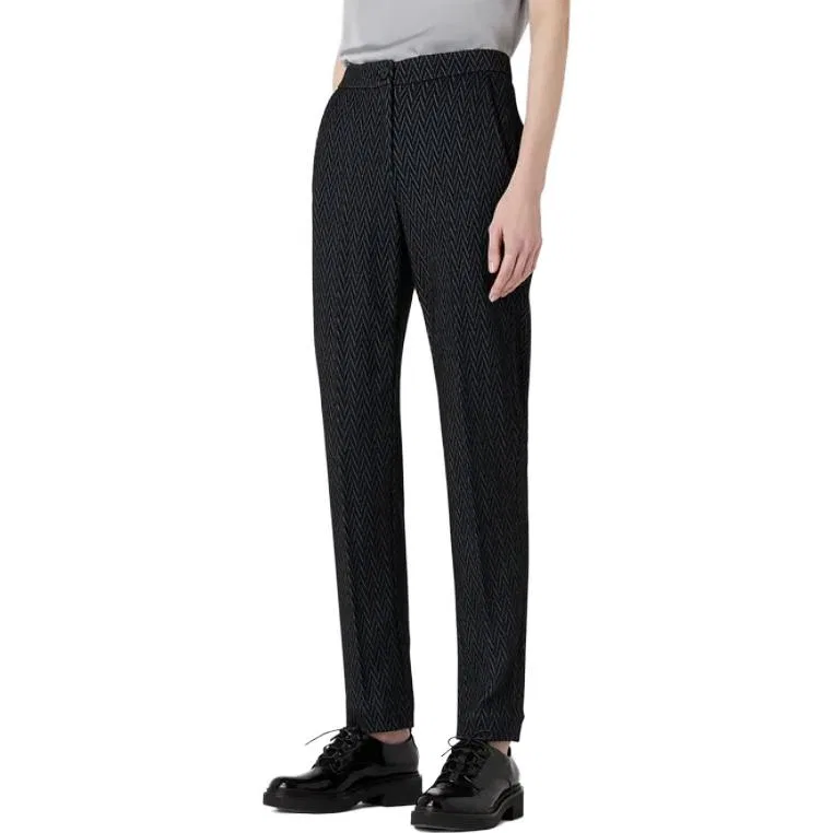 Брюки укороченные из жаккарда с шевроном, Emporio Armani, Blue — фото 4