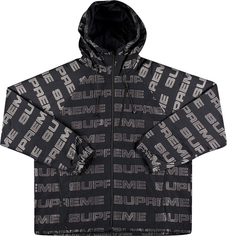 

Куртка Supreme Logo Ripstop Hooded Track Jacket 'Black', черный