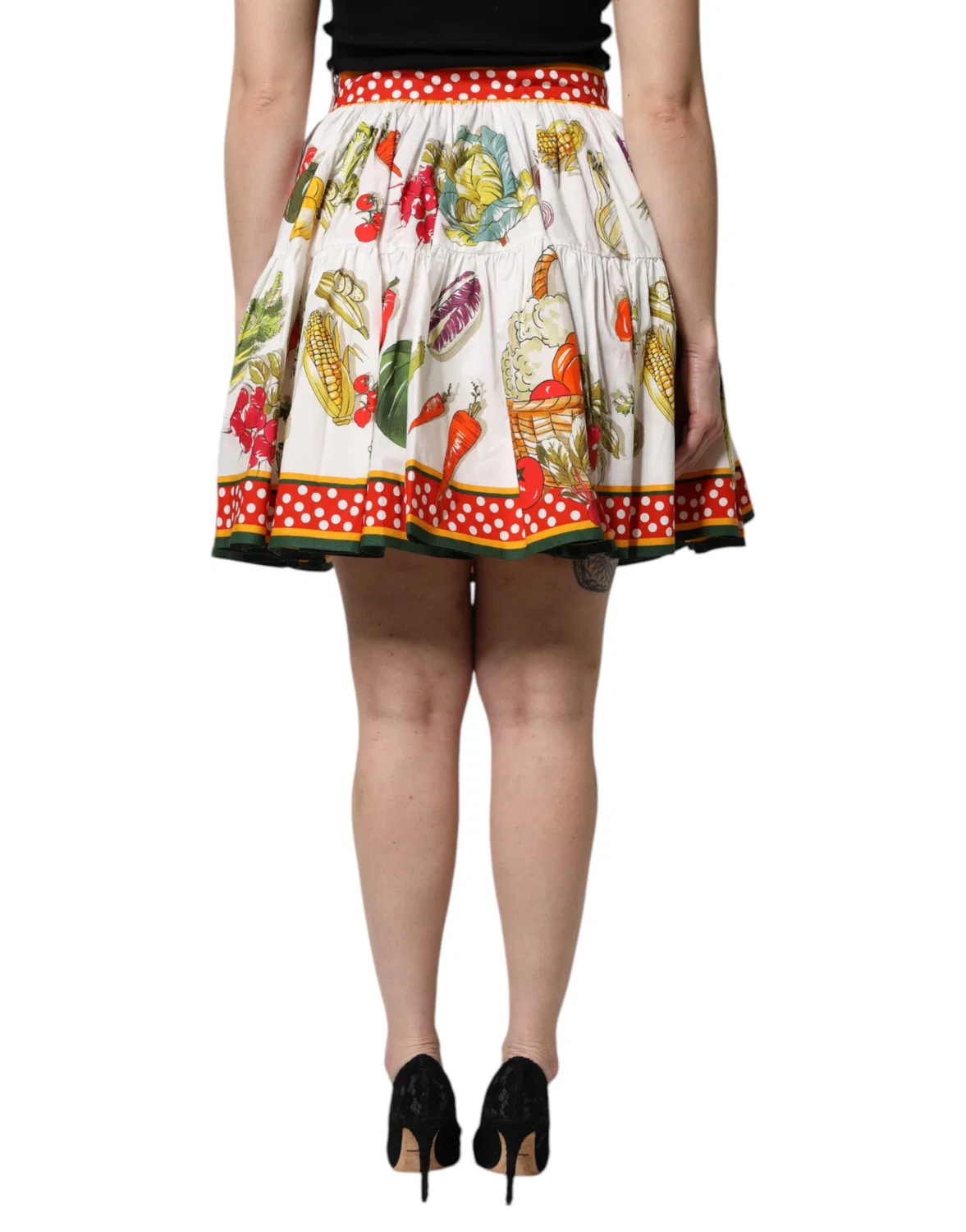 Женская мини-юбка с принтом овощей Multicolor Vegetable Print Short Poplin Dolce & Gabbana, Multicolor — фото 4