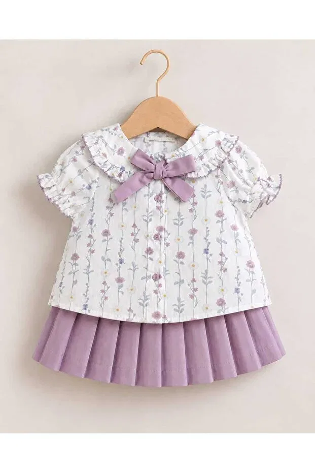 Детский комплект для девочек с цветочным принтом Kidsense, Lilac — фото 2