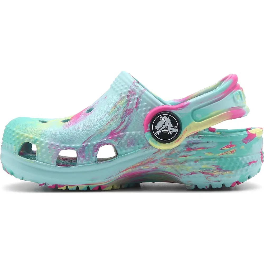 Детские классические сабо с мраморным рисунком для малышей Crocs, Aquamarine Marble — фото 3