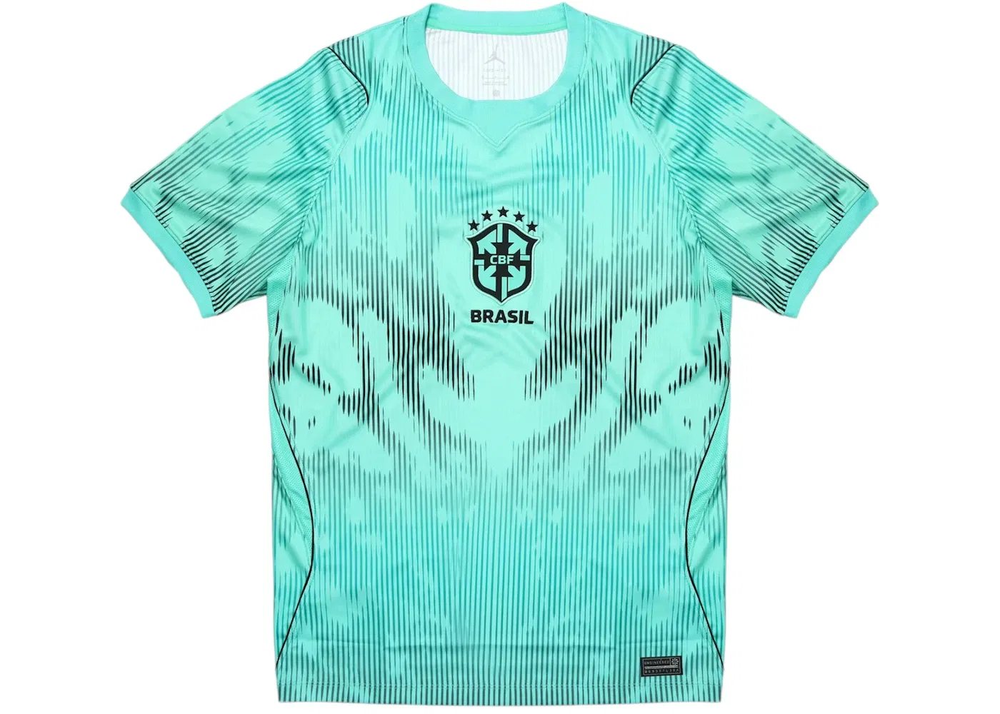 Мужская футболка-джерси с принтом Air Jordan x CBF Brazil Dri-Fit Stadium Goalkeeper Jersey Nike, Light Menta/Black