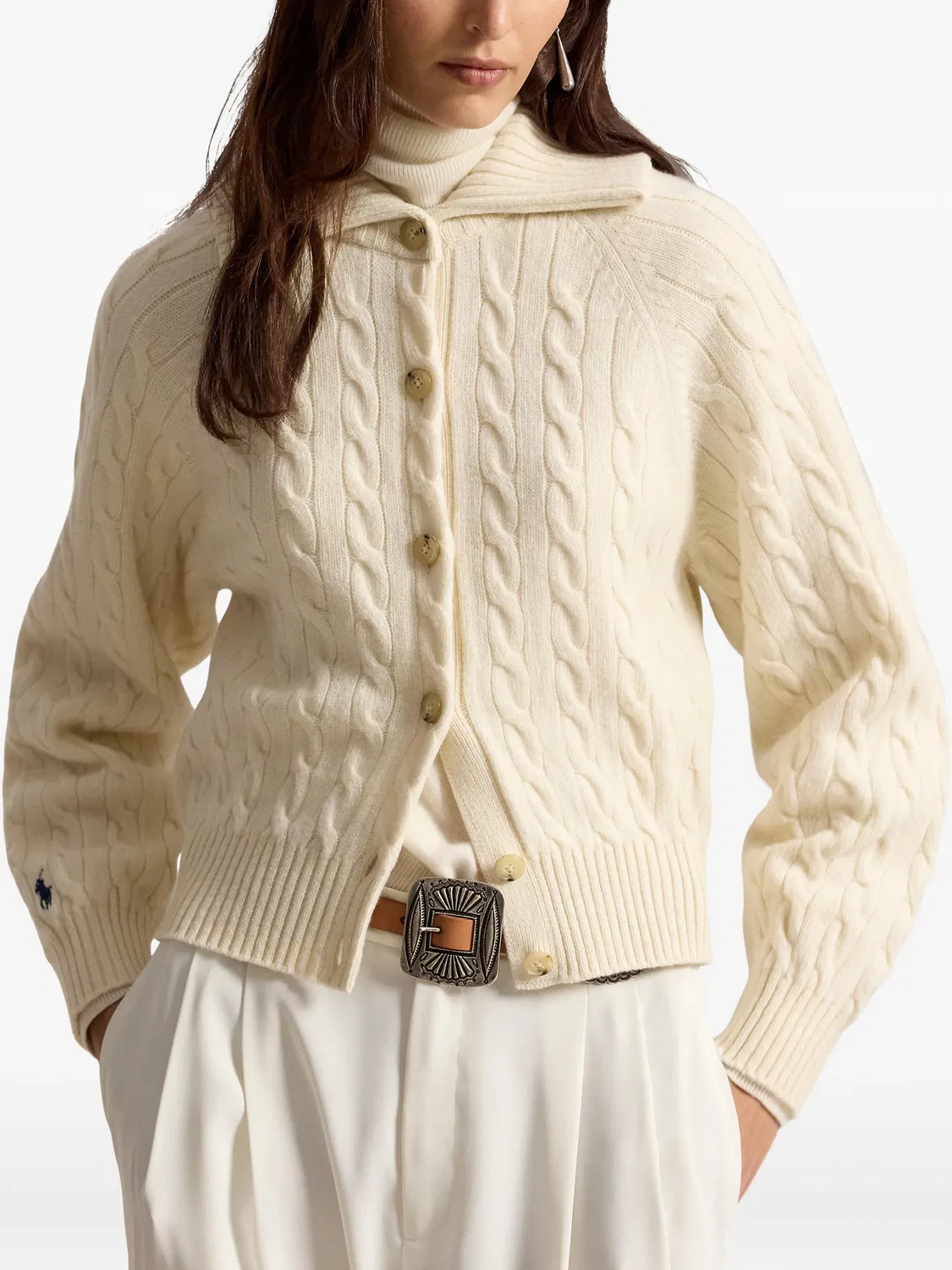 Polo Ralph Lauren Кардиган из шерсти и кашемира белый — фото 3