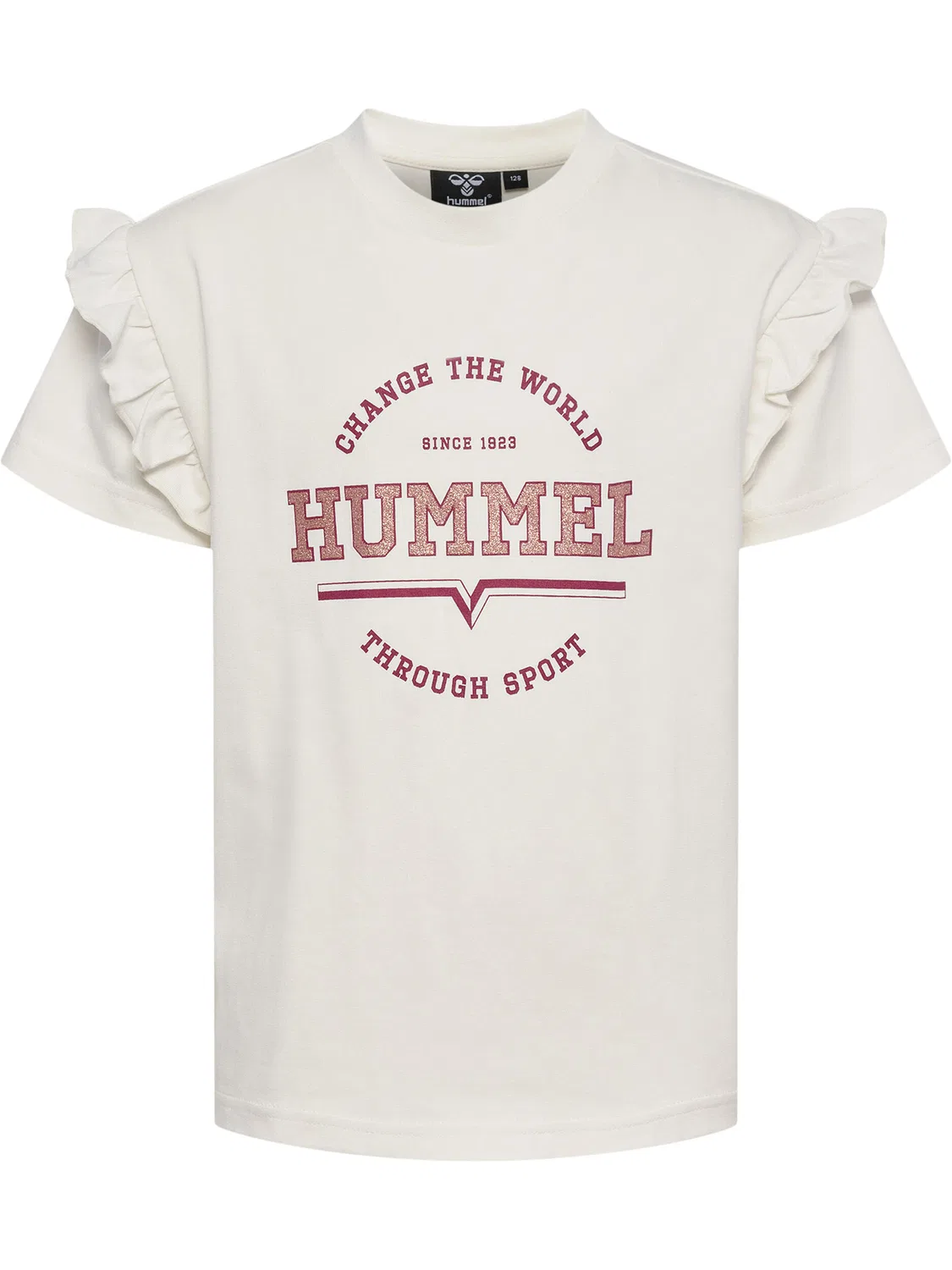 Детская футболка с рюшами Hmlviolet Hummel, Weiß Baumwollweiß