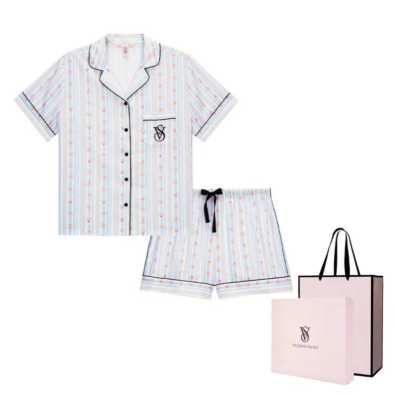 Женский комплект пижам с принтом Victoria's Secret, Diving Blue Stripes Pattern