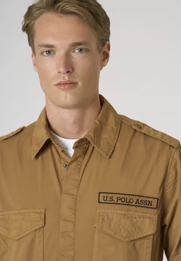Куртка из хлопка с эластаном Utility Light Jacket U.S. Polo Assn., Beige, бежевый — фото 4