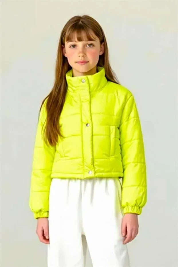 Детское пальто для девочек зимнее с принтом Basics Generic Brands, Neon Green