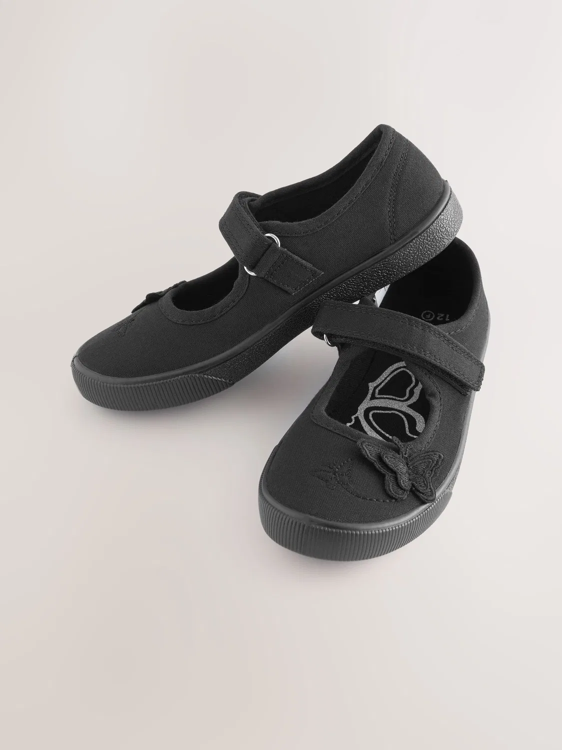Туфли школьные с вышивкой бабочек, широкие, G Next, черные