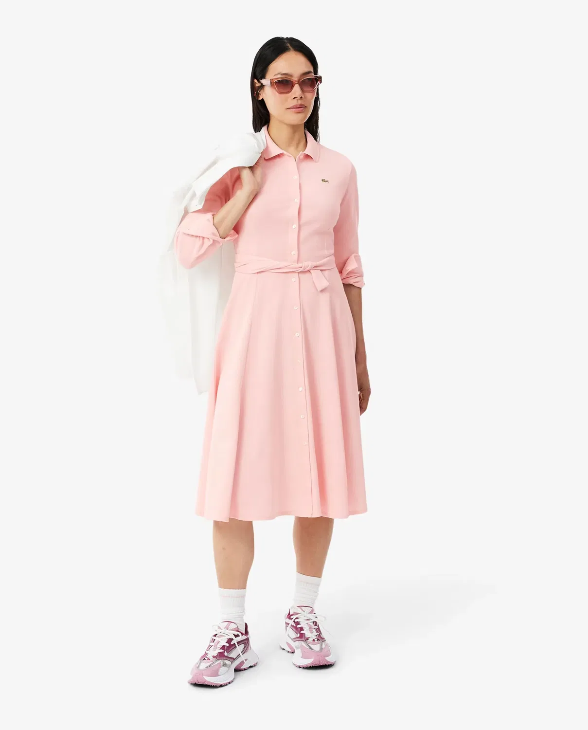 Платье-поло Lacoste Rosa с поясом