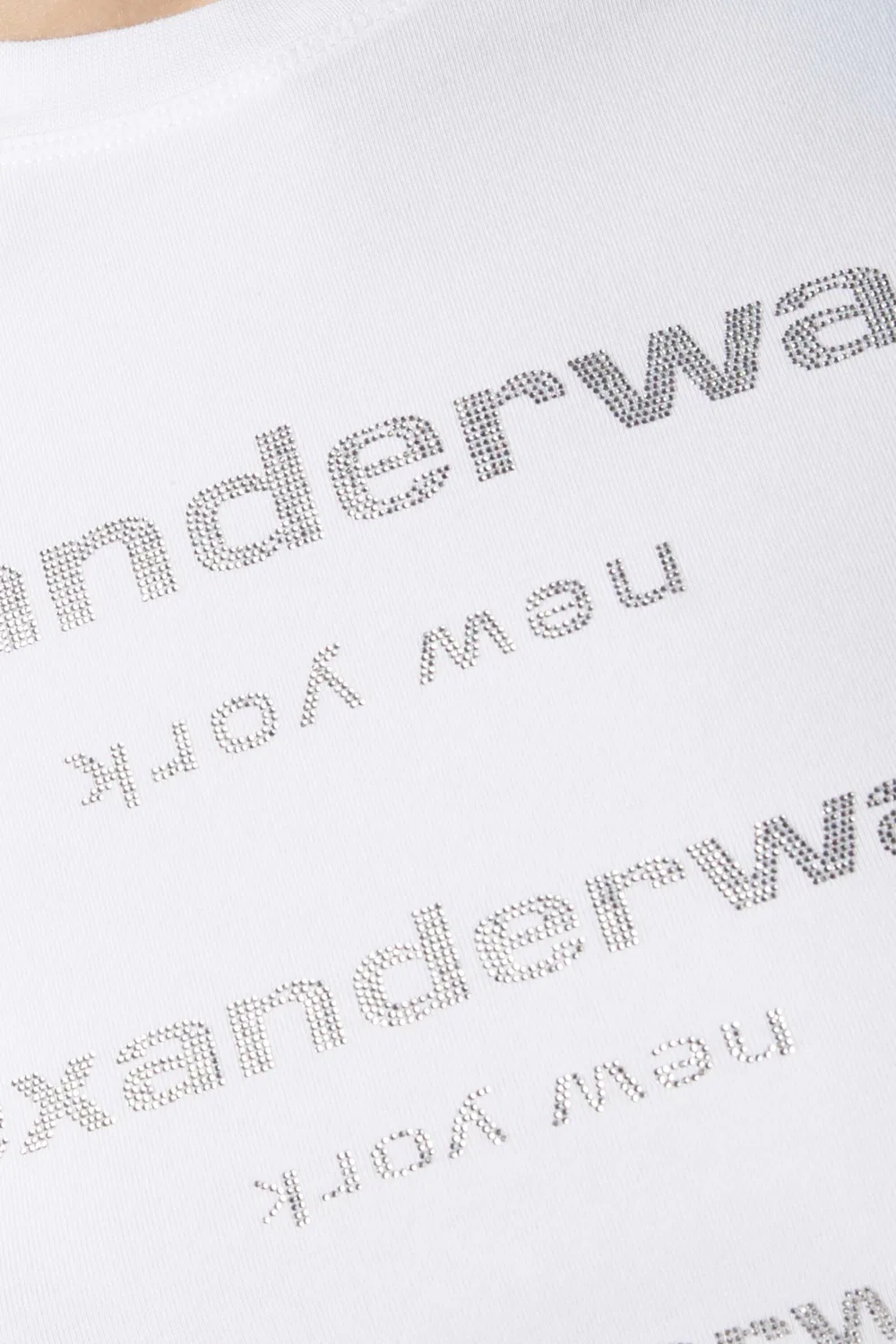 Футболка хлопковая Crystal Logo Alexander Wang, белый — фото 4