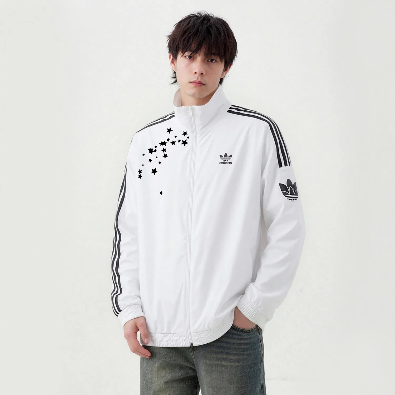 Куртка RETRO TREFOIL, Adidas Originals, White — фото 4
