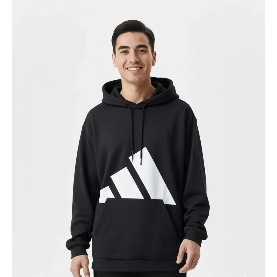 Мужской свитшот с капюшоном из хлопка adidas, Черный — фото 4