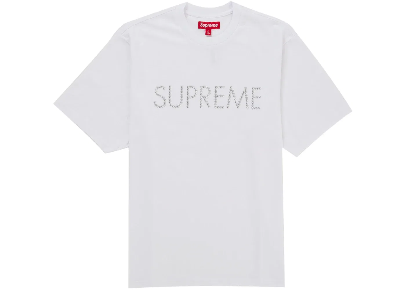 Мужской топ с принтом Supreme Hearts Studded S/S, Белый