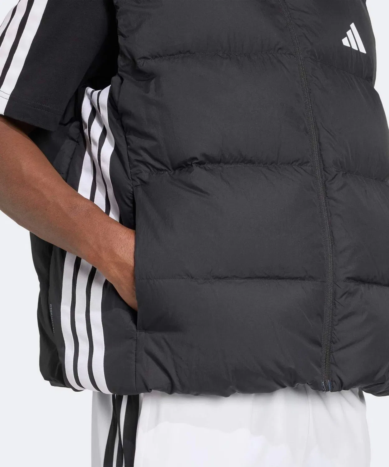 Мужской пуховый жилет Climawarm Three Stripes Puffer Down Vest, Adidas, Black — фото 4