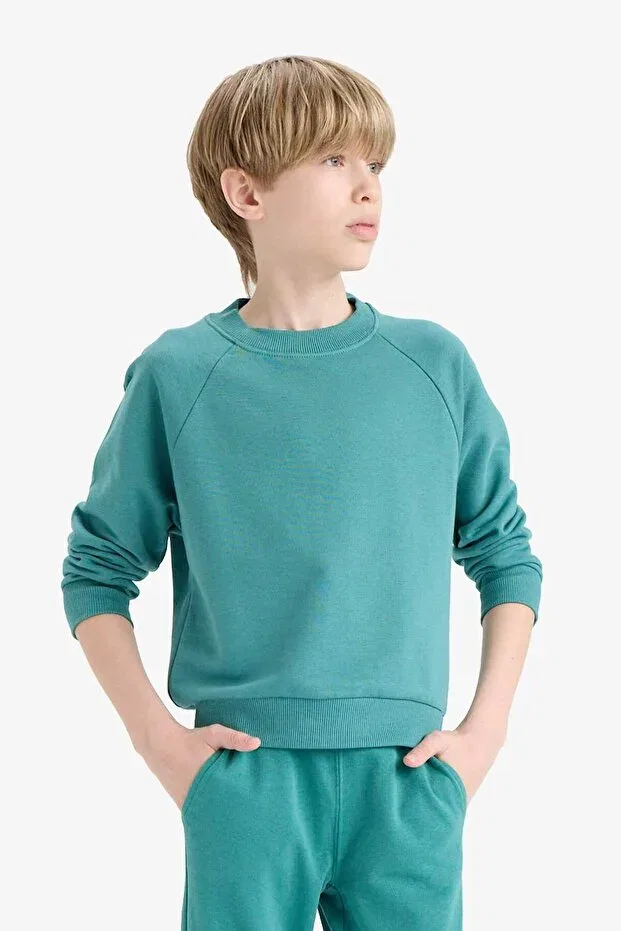 Детское худи для мальчиков хлопковое Basics Defacto, Green Gn1270 — фото 3