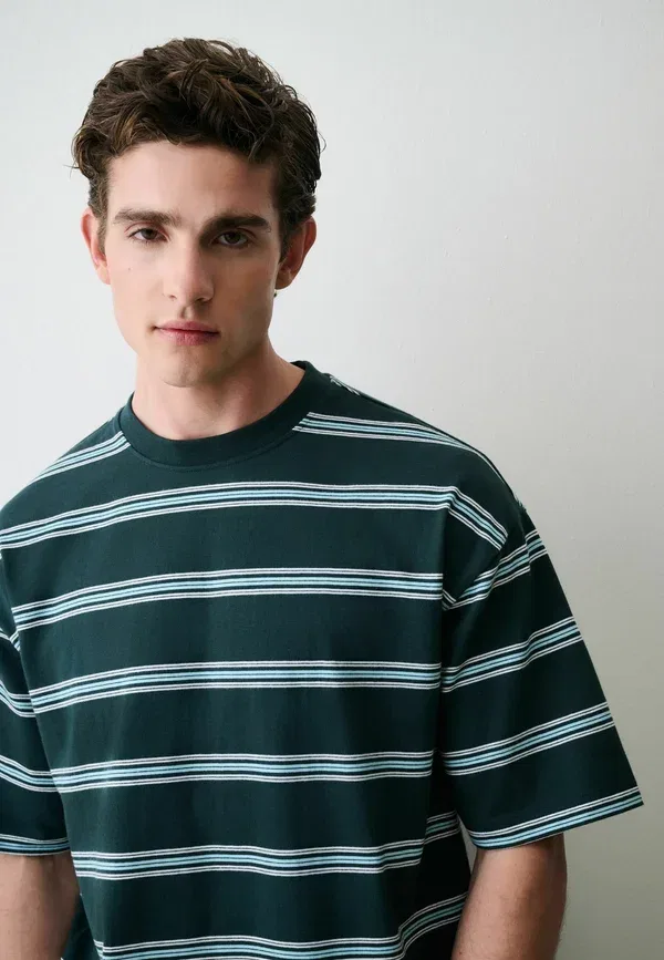 Футболка хлопковая Regular Fit - Striped Heavy Weight T-Shirt Next, Green, зеленый — фото 4