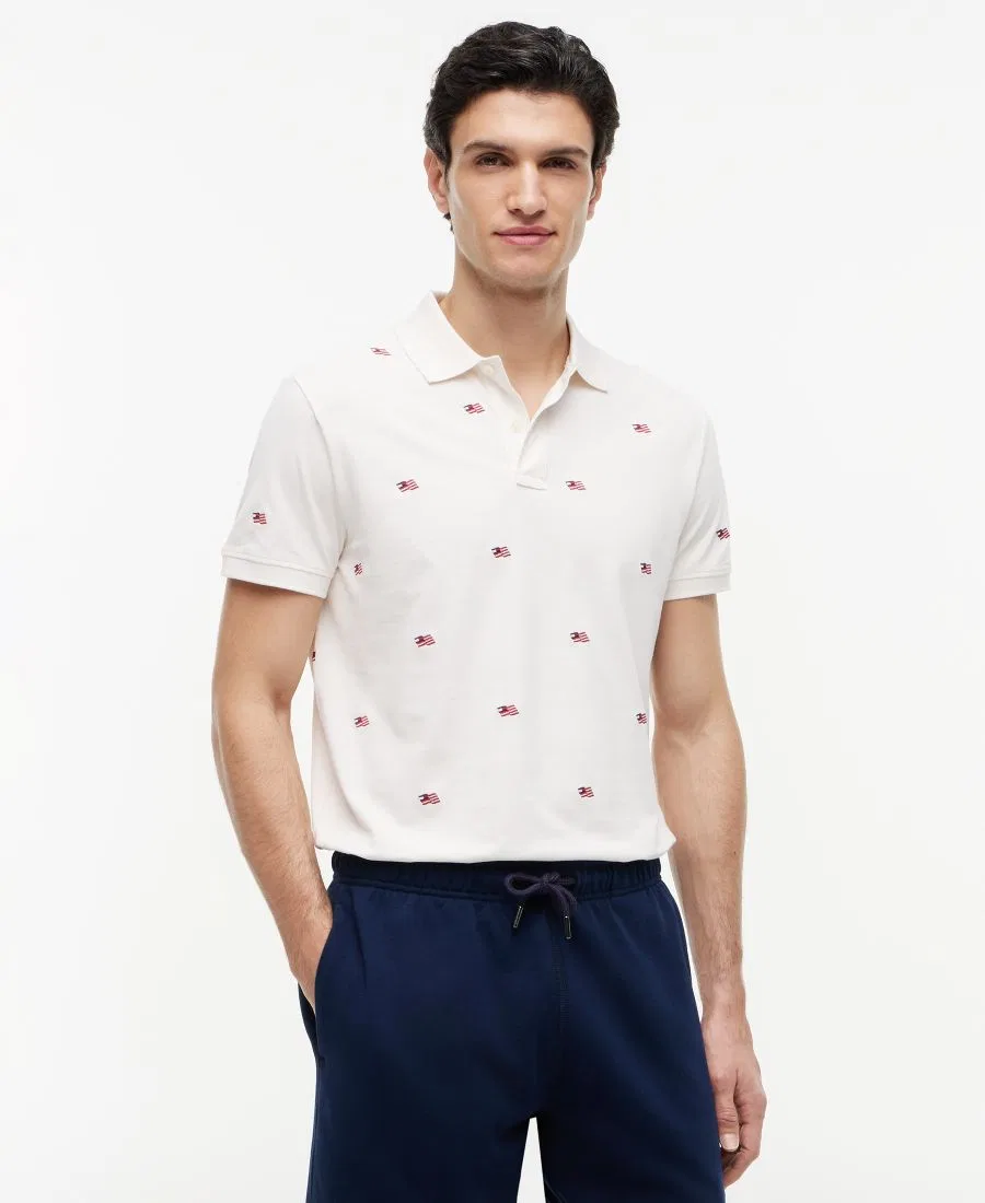 Мужская поло-рубашка с вышивкой Embroidered Critter Tommy Hilfiger, Ivory Petal