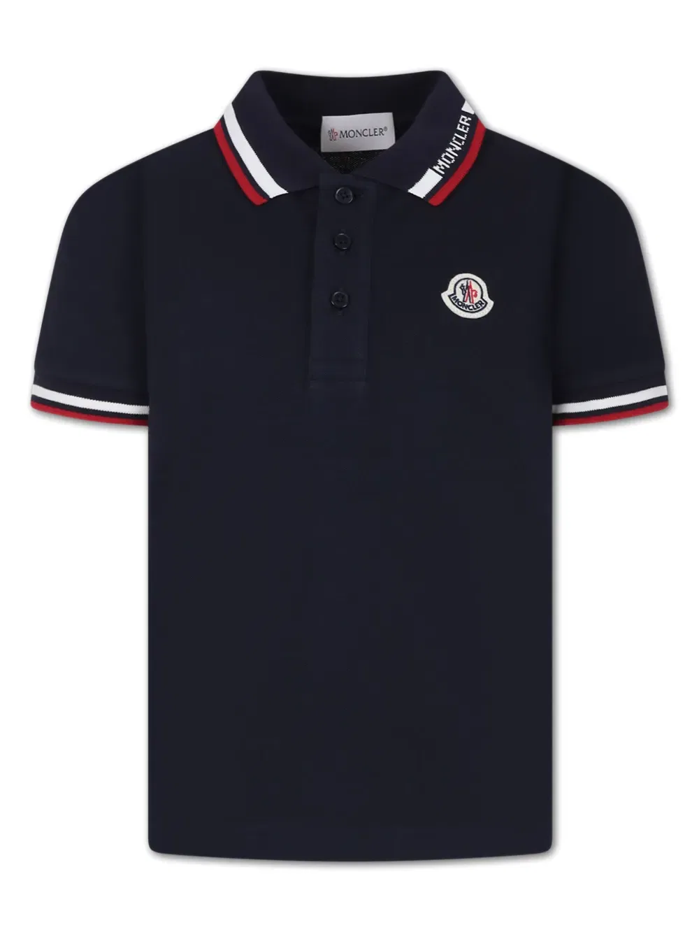 Поло с аппликацией логотипа Moncler Enfant, синий