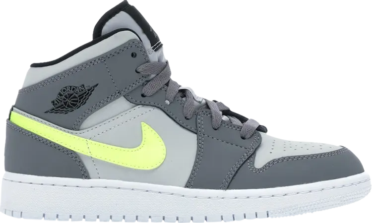 

Кроссовки Air Jordan 1 Mid GS Gun Smoke Volt, серый