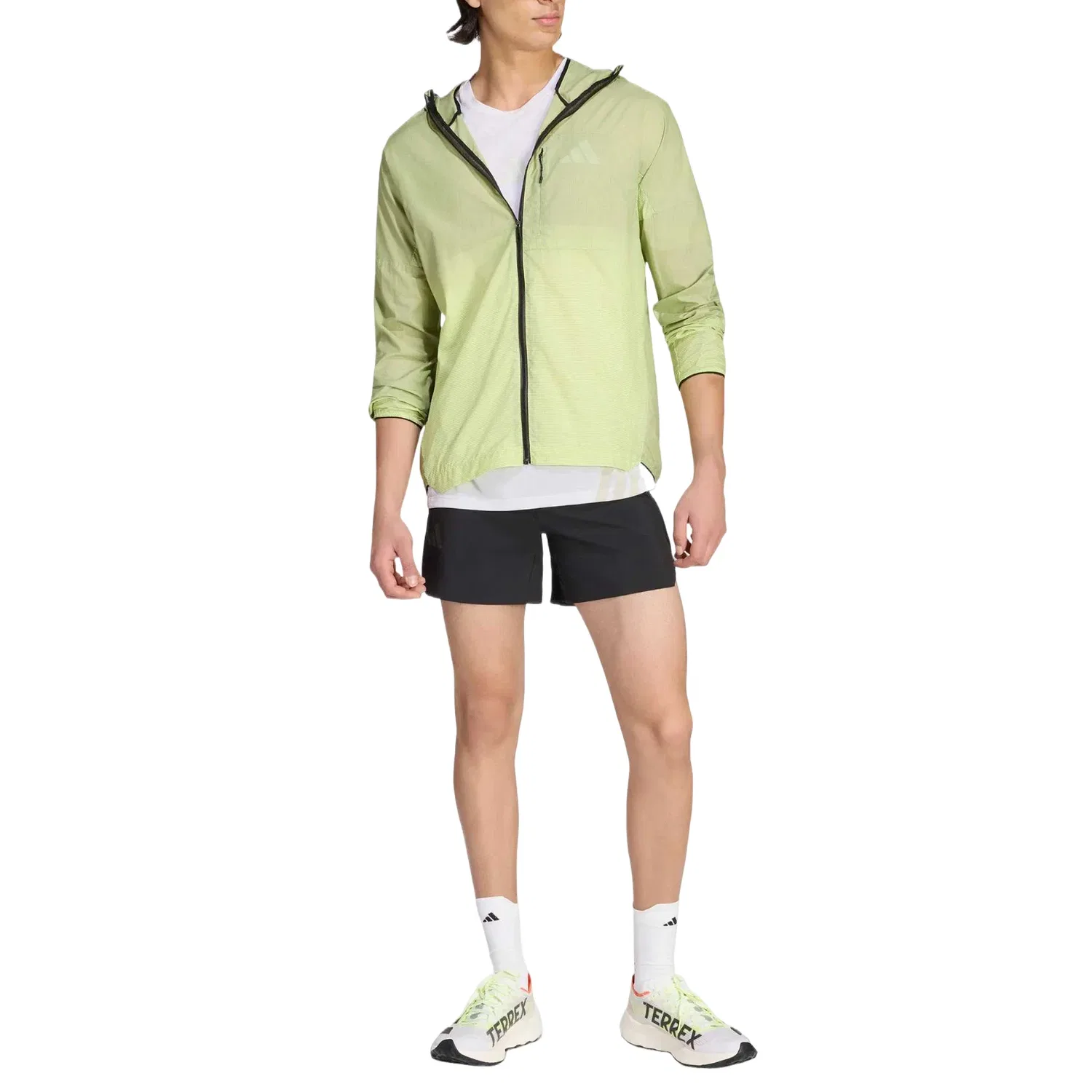 Мужская ветрозащитная куртка для бега с принтом Terrex Xperior Clima365 Light Windweave Jacket Adidas, зеленый — фото 4
