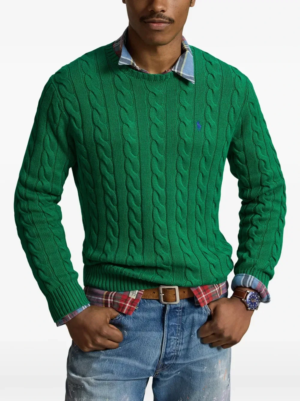 Вязаный свитер с вышивкой Pony Polo Ralph Lauren, зеленый — фото 3