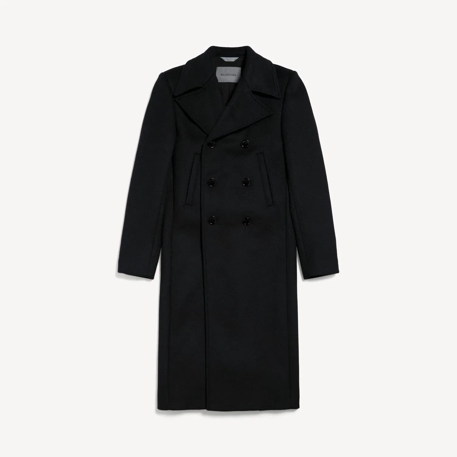 Длинное мужское двустороннее пальто черного цвета BALENCIAGA, черный