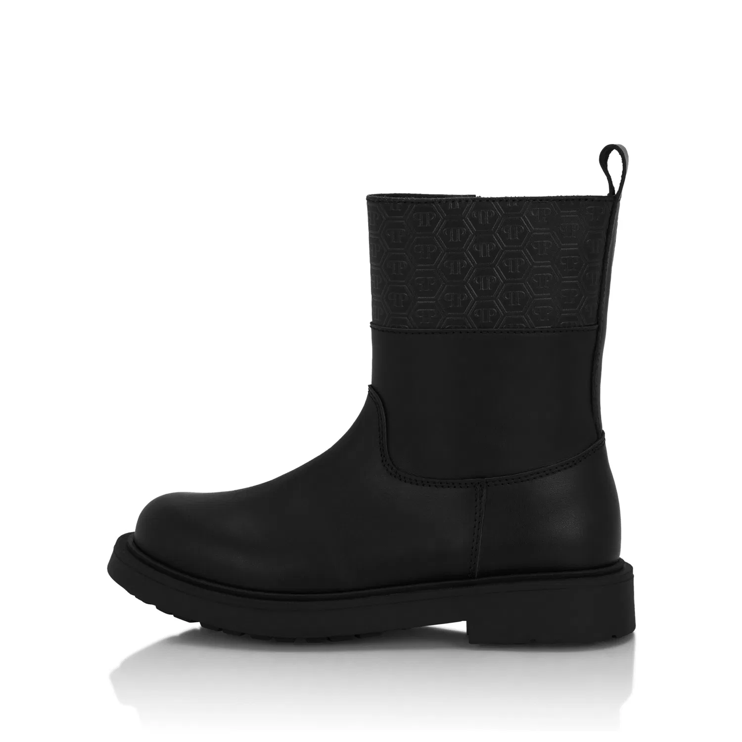 Детские кожаные низкие ботинки Monogram Philipp Plein, Black — фото 4