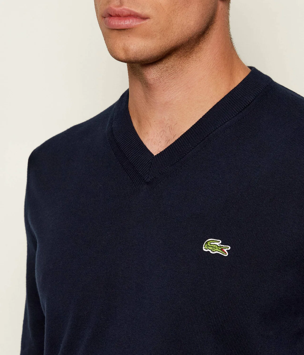 Свитер с V-образным вырезом Lacoste, темно-синий — фото 4